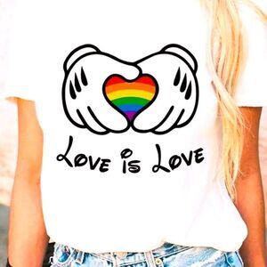 ⭐️ Brand New Small White Pride Love Is Love  Printed T-shirt Women